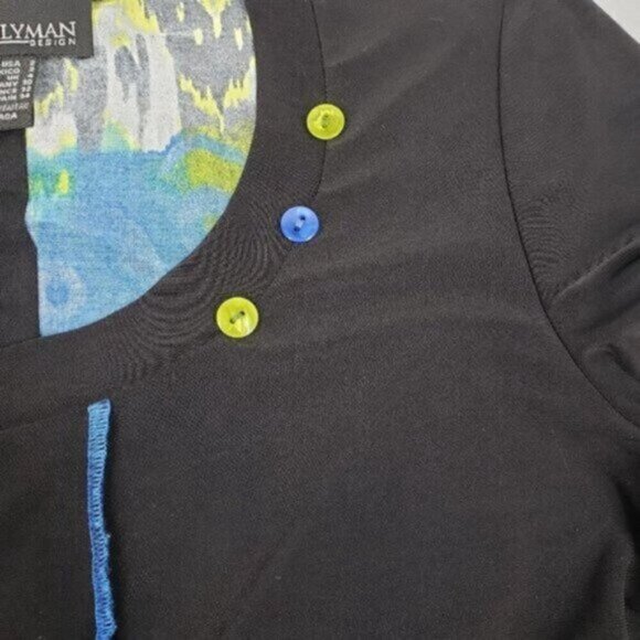 Frank Lyman Tunic Top Shark Bite Hem Round Neck Size 2 Made in Canada - Picture 5 of 13